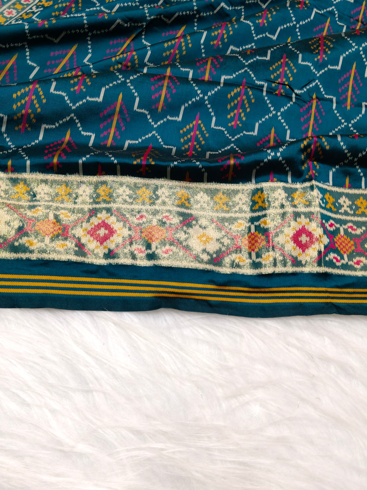 Rudraksh Patola saree Teal Blue Shade with Multi Color Mina RPS004
