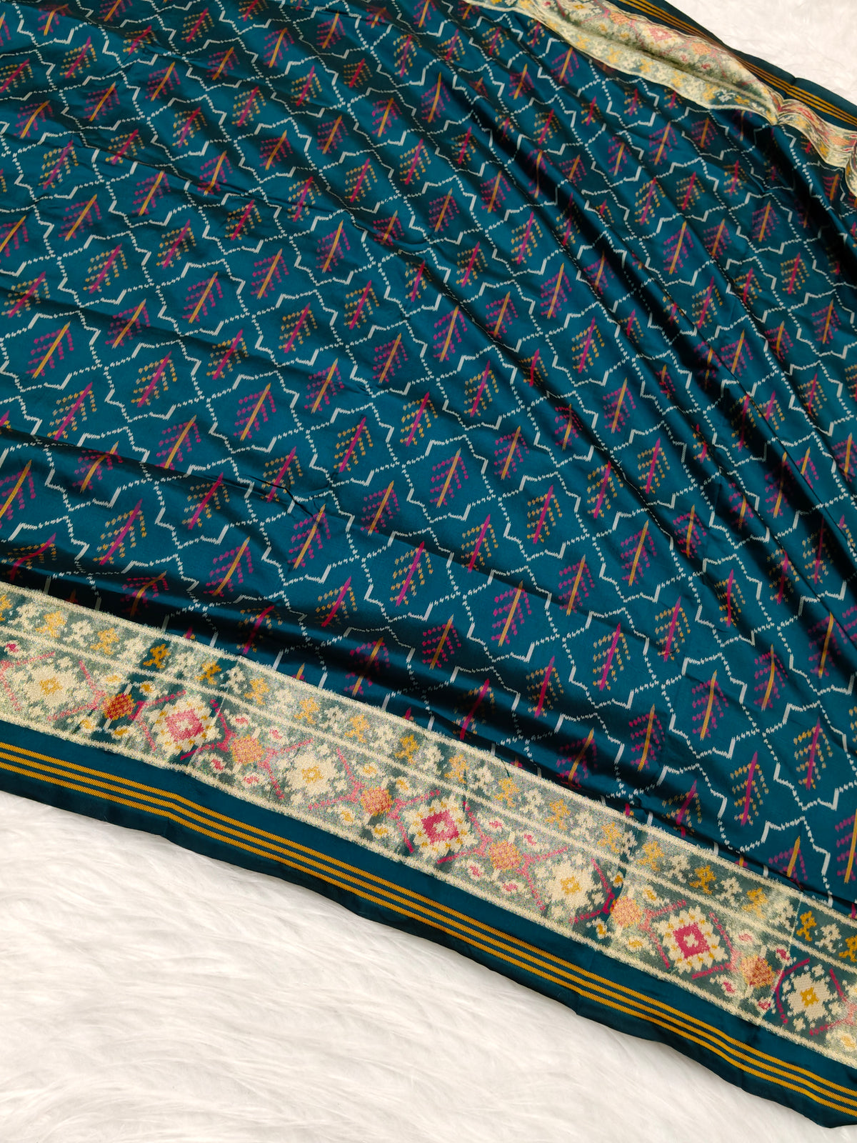 Rudraksh Patola saree Teal Blue Shade with Multi Color Mina RPS004