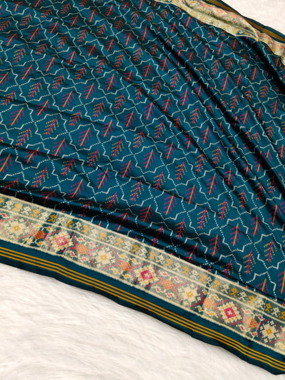 Rudraksh Patola saree Teal Blue Shade with Multi Color Mina RPS004