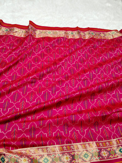 Rudraksh Patola saree With Multi Color Mina Red Color Shade RPS003
