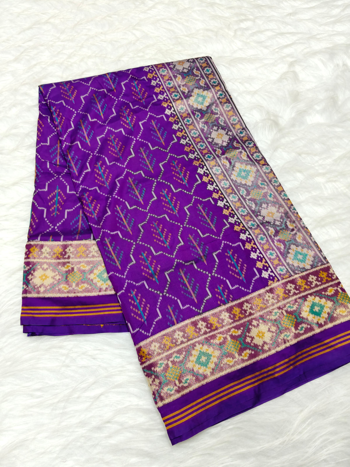 Rudraksh Patola Saree Purple Shade With Multi Color Mina RPS002