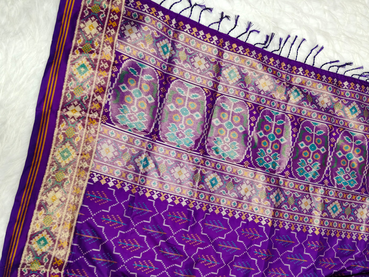 Rudraksh Patola Saree Purple Shade With Multi Color Mina RPS002