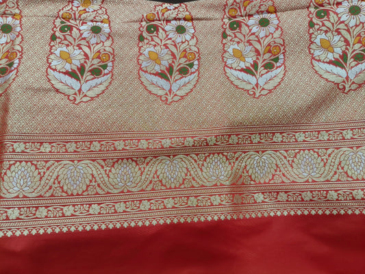 banarasi tanchhui saree red color with multi mina BTS0028