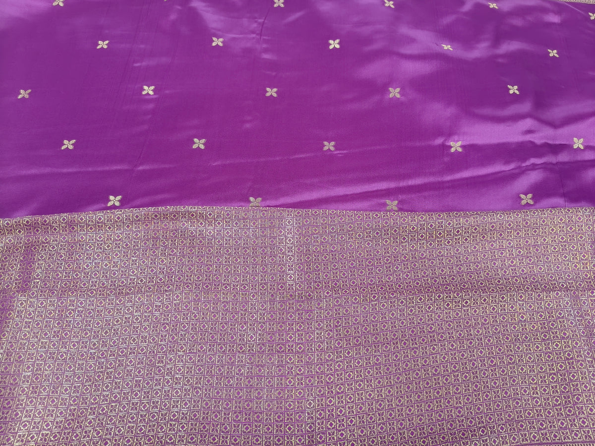 Mashru satin saree purple color with mina MSS003