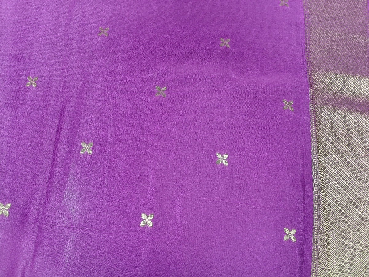 Mashru satin saree purple color with mina MSS003
