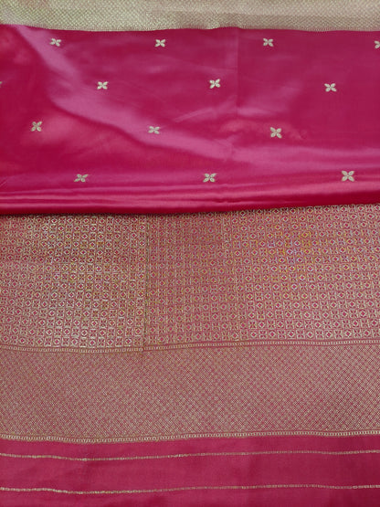 Mashru satin saree red color with mina MSS004