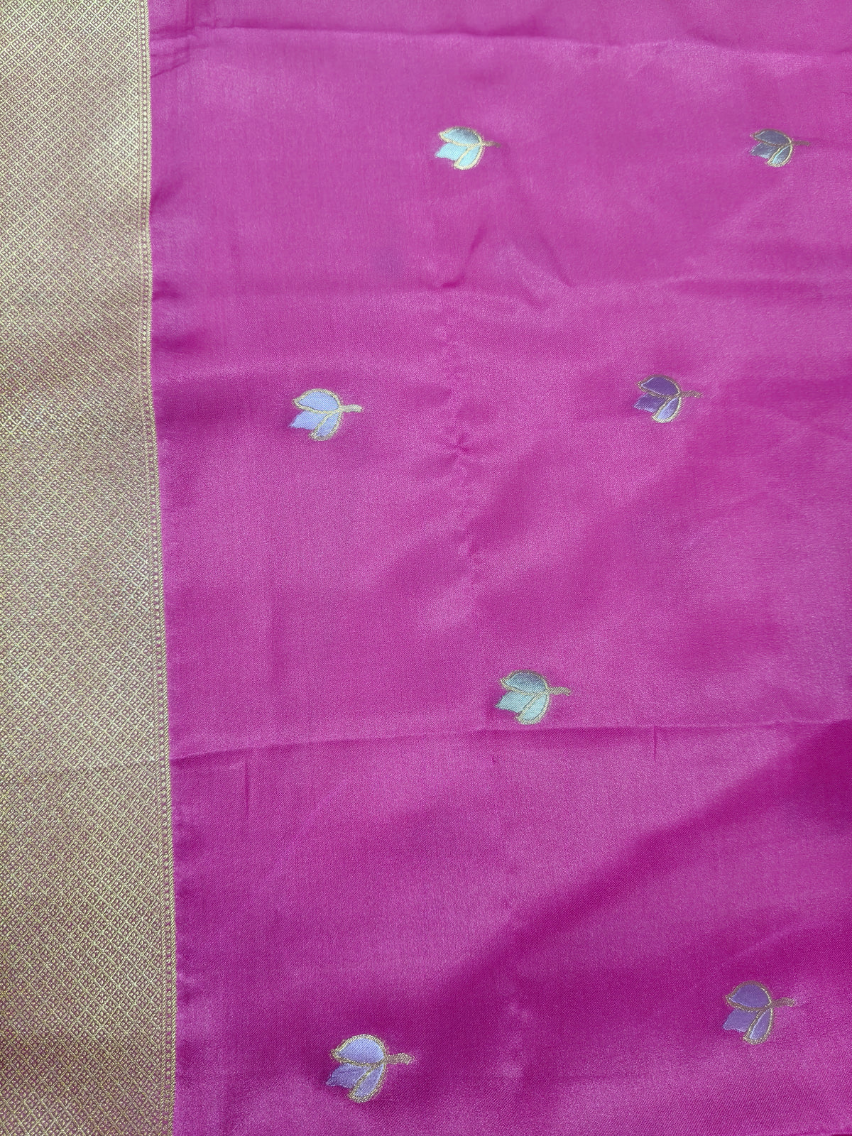 Mashru satin saree Rani color with mina MSS006
