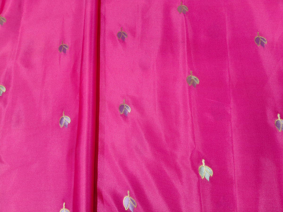 Mashru satin saree Rani color with mina MSS006