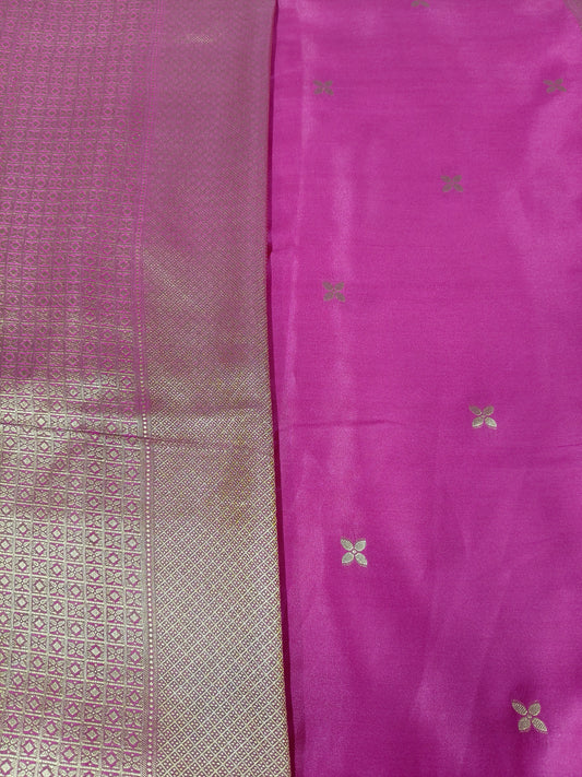 Mashru satin saree Rani color with mina MSS006