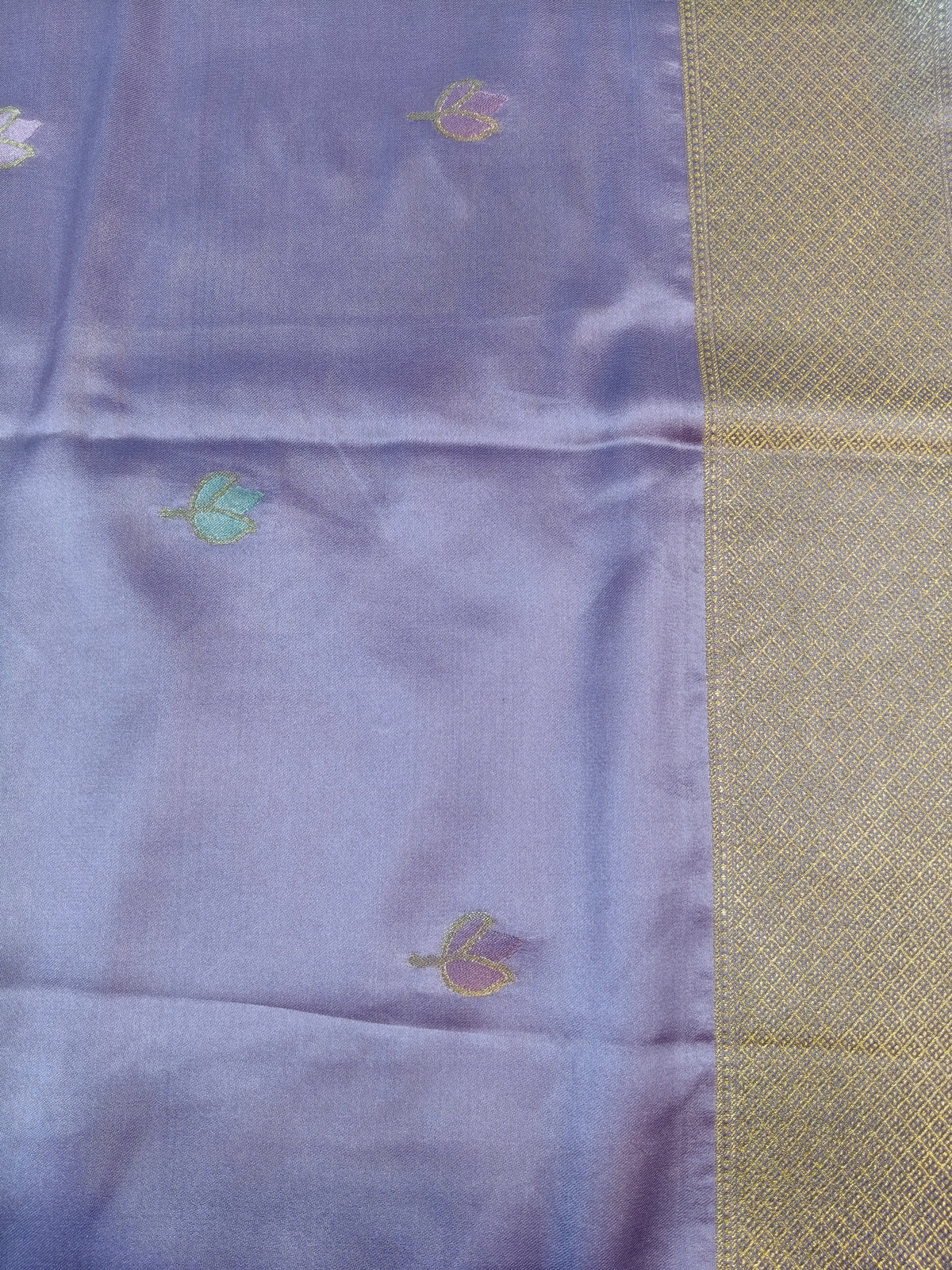 Mashru satin saree lavendar color with mina MSS008