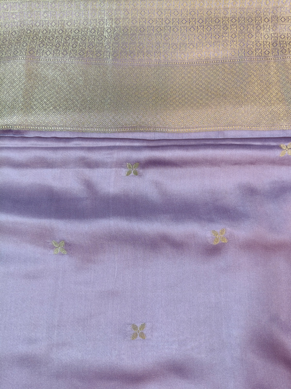Mashru satin saree lavendar color with mina MSS008
