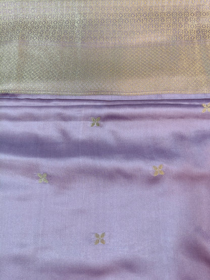 Mashru satin saree lavendar color with mina MSS008