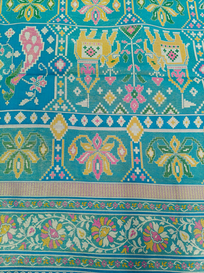 Rudraksh patola saree Teal blue color RPS005