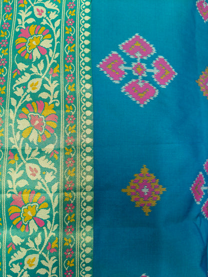 Rudraksh patola saree Teal blue color RPS005