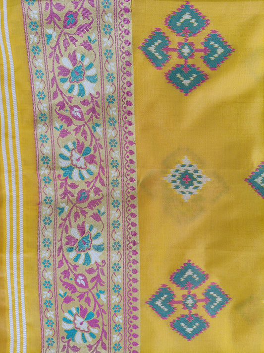 Rudraksh patola saree mustard yellow shade color RPS008