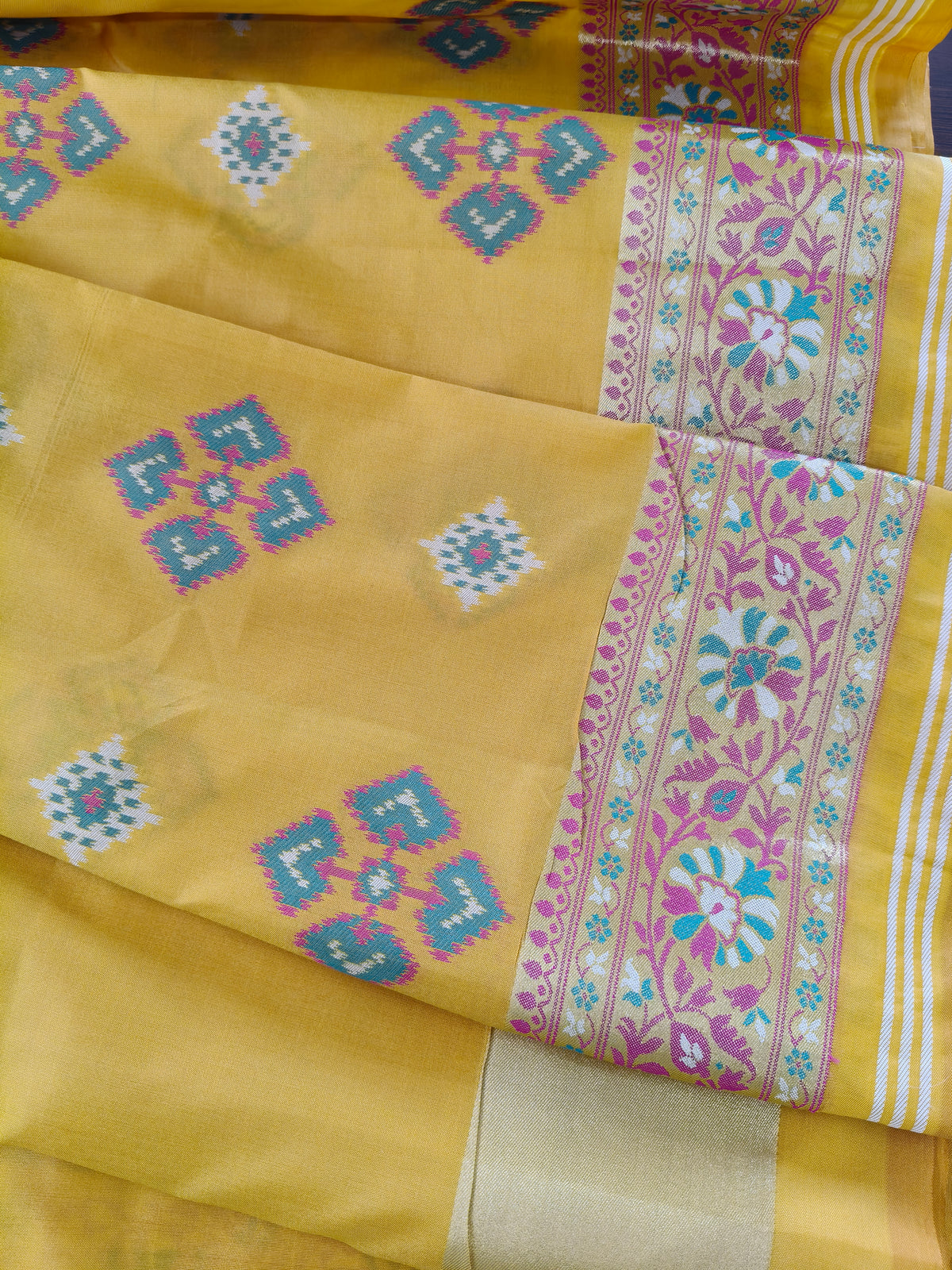 Rudraksh patola saree mustard yellow shade color RPS008