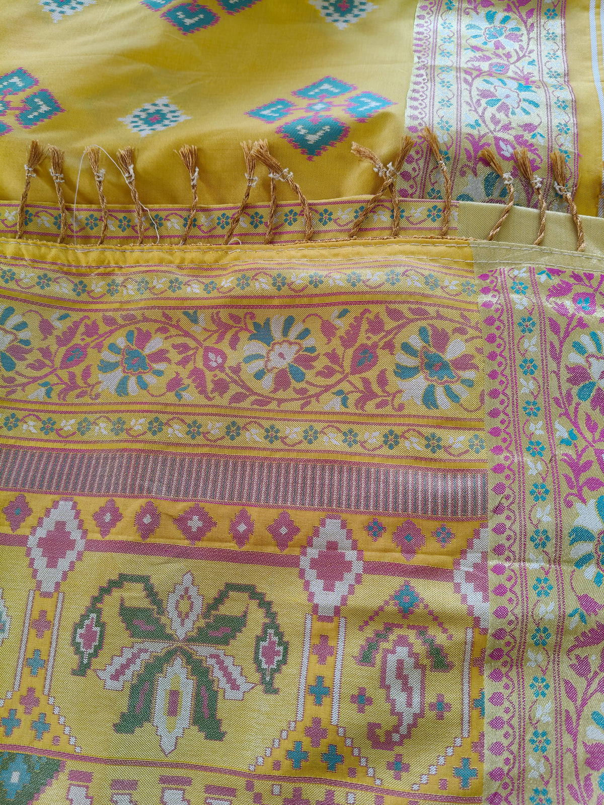 Rudraksh patola saree mustard yellow shade color RPS008
