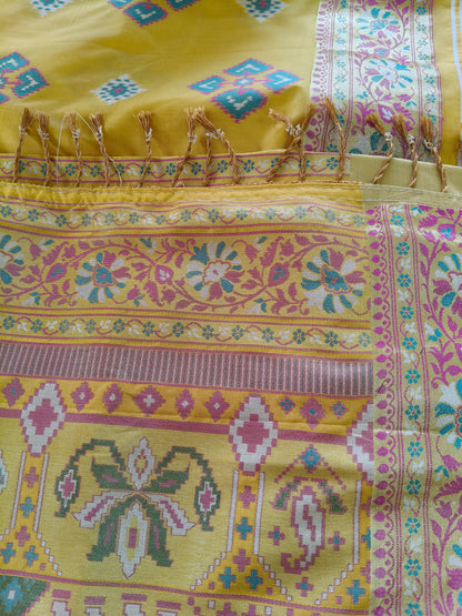 Rudraksh patola saree mustard yellow shade color RPS008