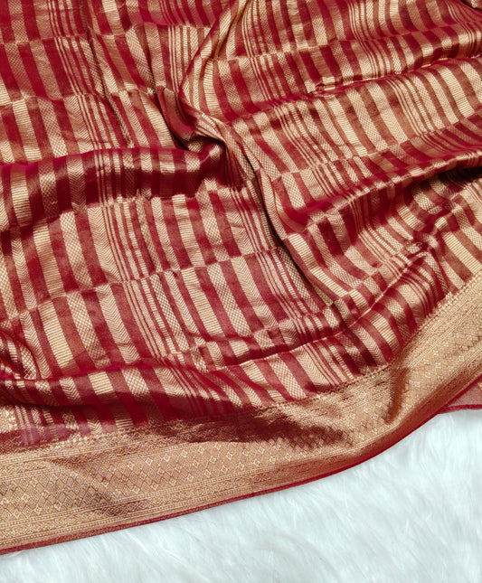 Pure Viscose Soft Tishu Silk Saree Deep Red Shade VTS012