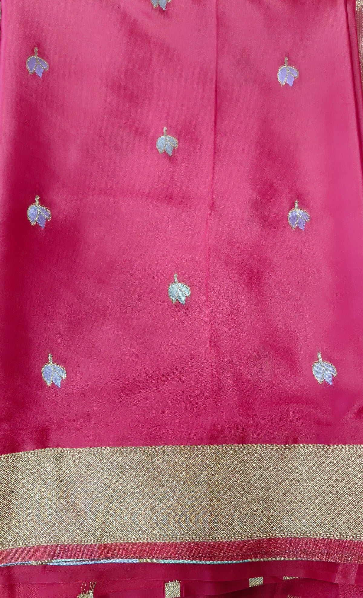 Mashru satin saree red color with mina MSS004