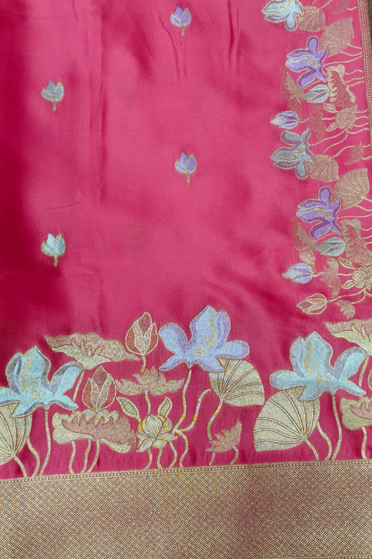 Mashru satin saree red color with mina MSS004