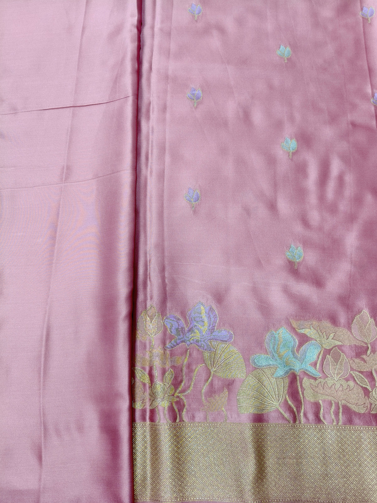 Mashru satin saree gajari color with meena MSS005