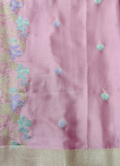 Mashru satin saree gajari color with meena MSS005