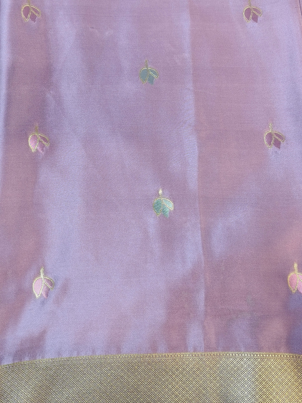 Mashru satin saree lavendar color with mina MSS008