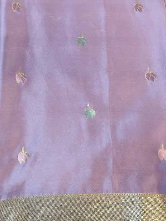 Mashru satin saree lavendar color with mina MSS008
