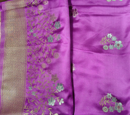 Mashru satin saree purple color MSS0012