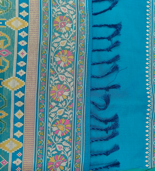 Rudraksh patola saree Teal blue color RPS005