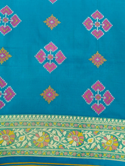 Rudraksh patola saree Teal blue color RPS005